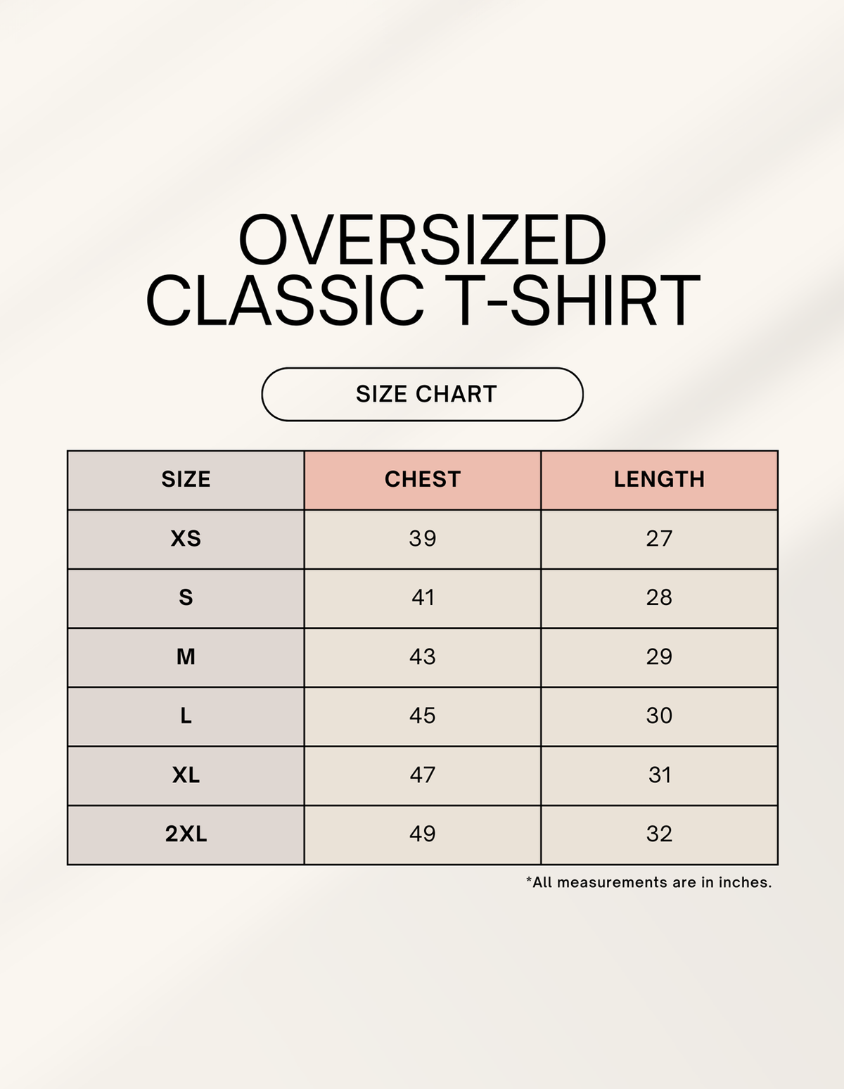 Size chart for Rise & Stand Tall Oversized Graphic Tee