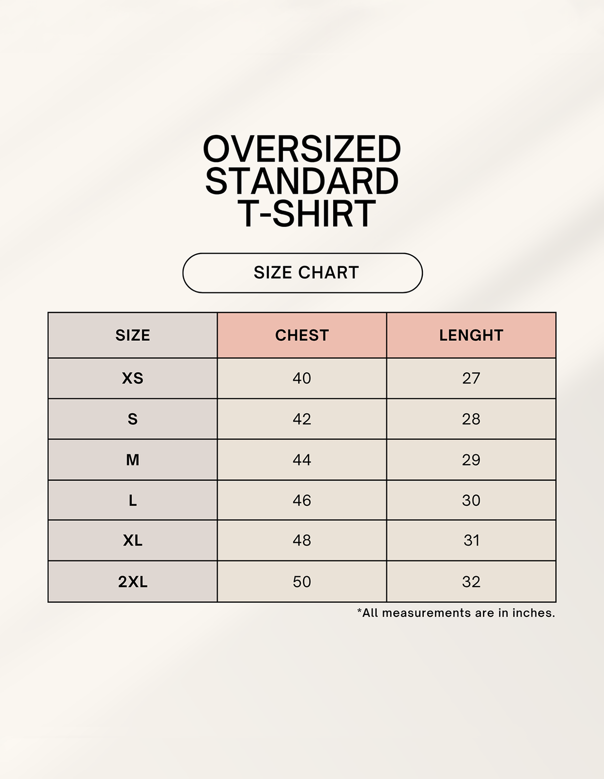 Size chart for Paw Buddy Oversized Graphic Tee – Unisex