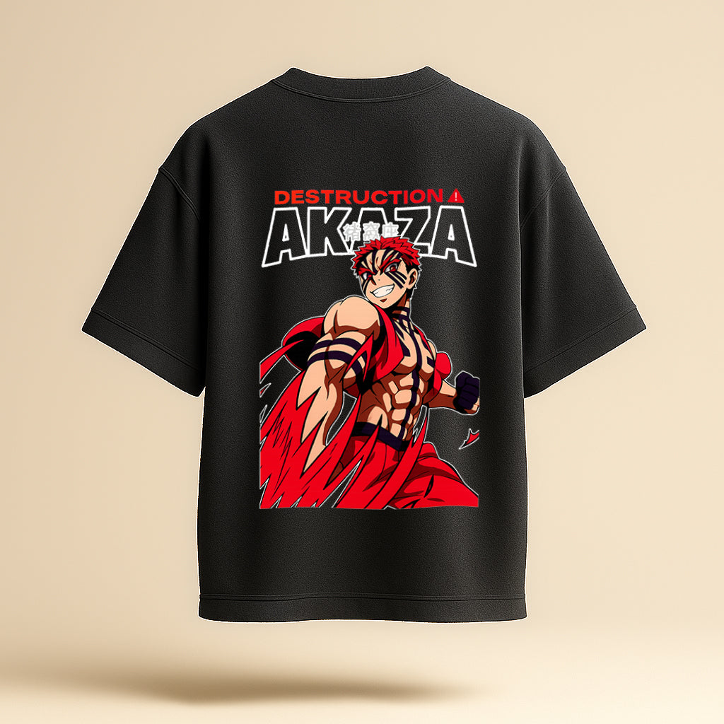 AKAZA "DESTRUCTION" OVERSIZED DEMON SLAYER T-SHIRT