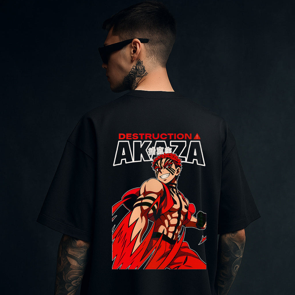 AKAZA "DESTRUCTION" OVERSIZED DEMON SLAYER T-SHIRT