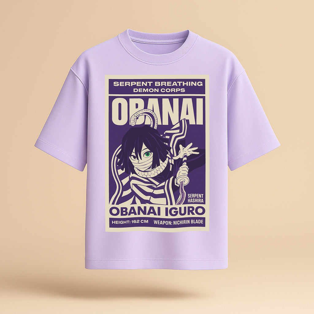 OBANAI "SERPENT HASHIRA" LAVENDER STREETWEAR TEE