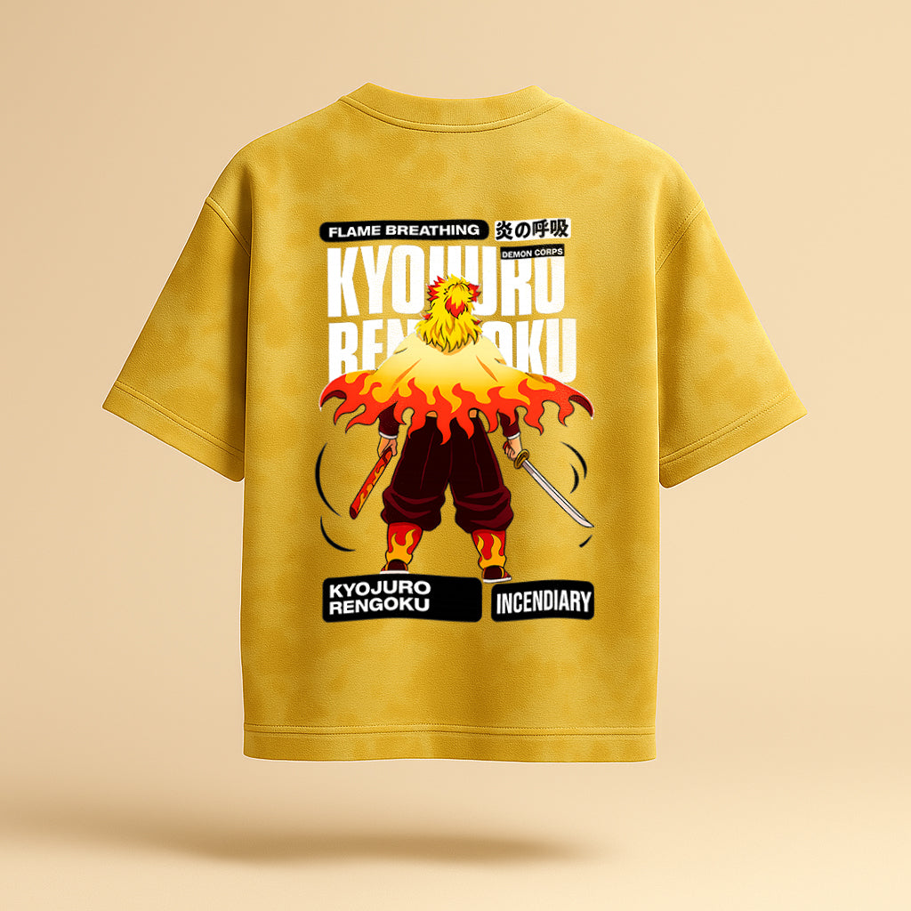 KYOJURO RENGOKU "FLAME BREATHING" OVERSIZED DEMON SLAYER TEE