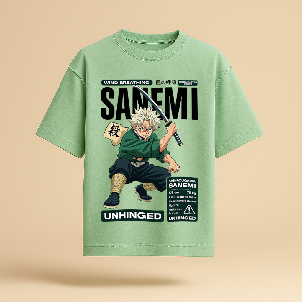 SANEMI "UNHINGED" Oversized Vintage Tee – Demon Slayer Wind Hashira Edition
